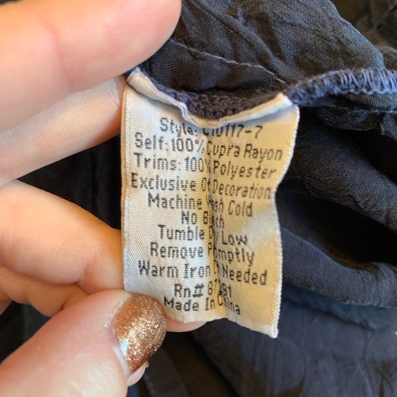 Johnny was Embroidered Blouse Top Tunic XXL -2XL Navy Blue embroidered $278 - Picture 6 of 6